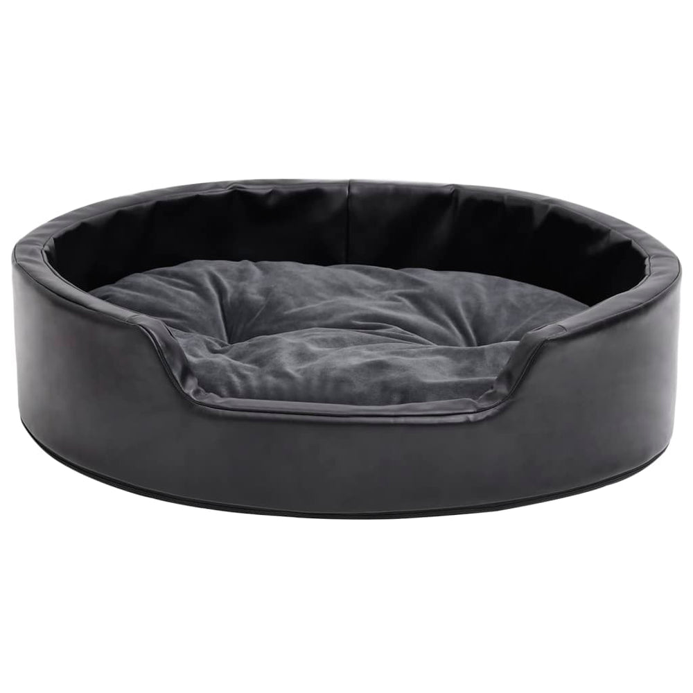 VidaXL Hondenmand 69x59x19 cm pluche en kunstleer zwart en donkergrijs