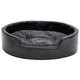 VidaXL Hondenmand 69x59x19 cm pluche en kunstleer zwart en donkergrijs