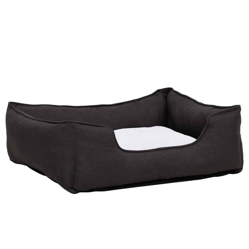 VidaXL Hondenmand linnen-look 85,5x70x23 cm fleece donkergrijs en wit