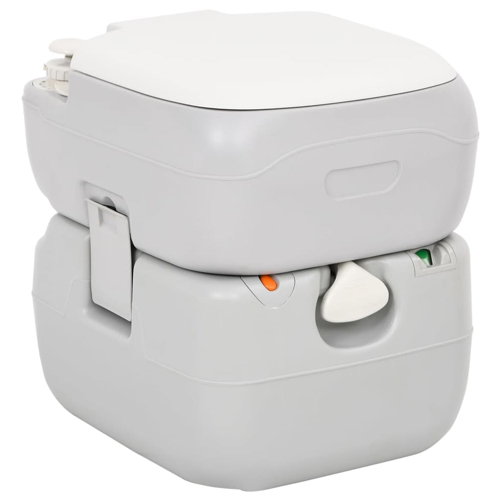 VidaXL Campingtoilet draagbaar 22+12 L HDPE grijs en wit