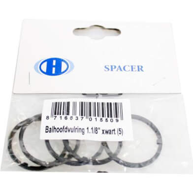 Balhoofdvulring 1-1 8 inch 25.4 mm oversized zwart 5 stuks 6500062