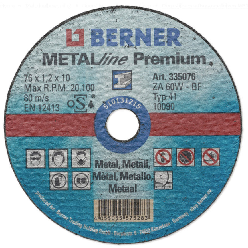 Berner Doorslijpschijf metaal Metalline Premium 76mm (25st)