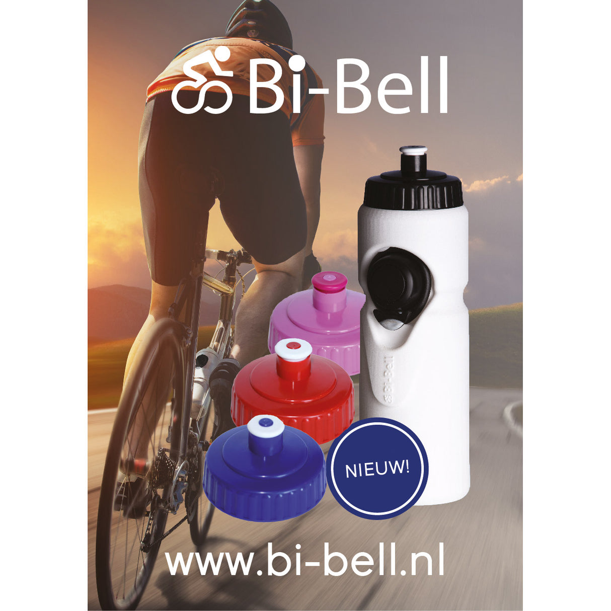 Bi-Bell Bidon met bel wit blauw 750ml