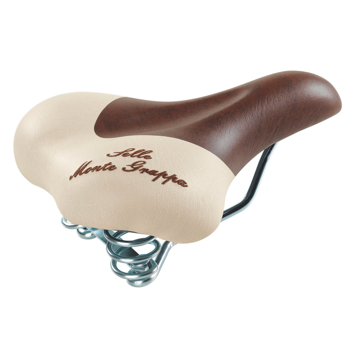 Selle monte grappa monte grappa zadel fashion met veer d-bruin cream