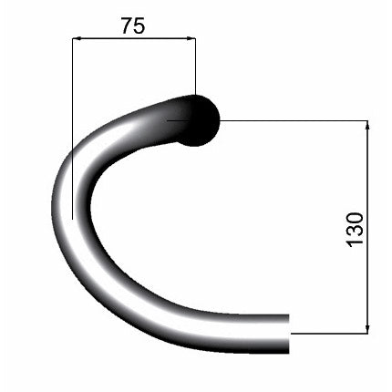 Stuurbocht Zero-100 buitenmaats 46cm zwart