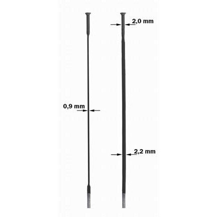 Sapim Spaak 14-228 CX-Ray plat recht zwart met nippel (20st)