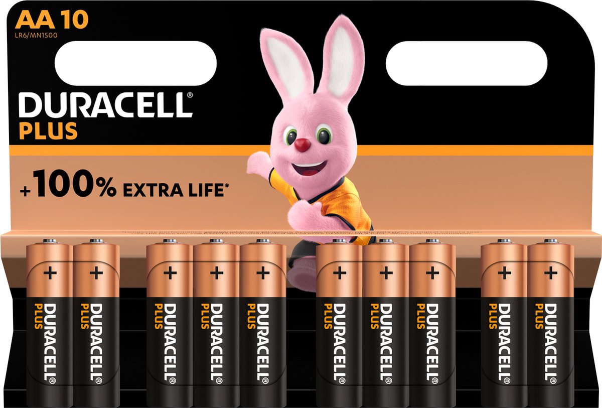 Duracell plus alkaline penlite lr6 aa pack 10 stuks