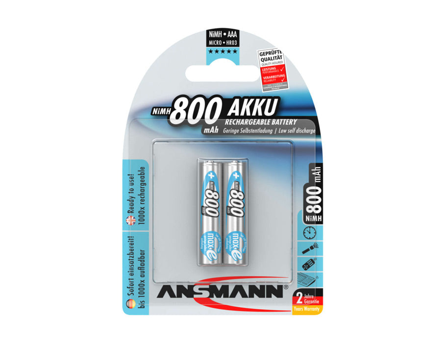 Ansmann Batterijen NiMH Accu Micro AAA 800 mAh 2 stuks