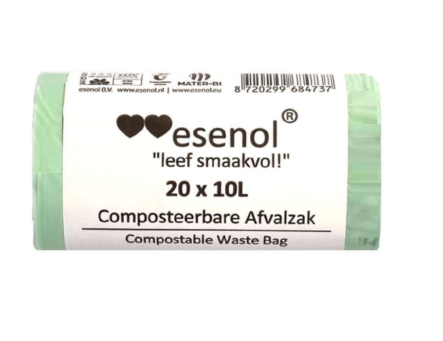 Leef Smaakvol Esenol Composteerbare afvalzakken 10 liter 1 rol van 20st