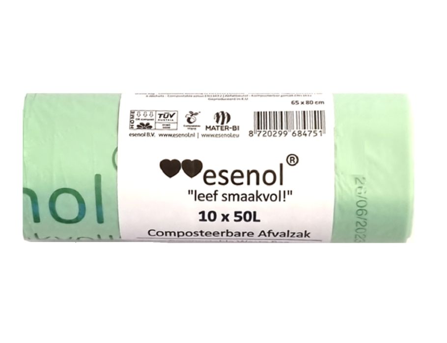 Leef Smaakvol Esenol Composteerbare afvalzakken 50 liter 1 rol van 10st