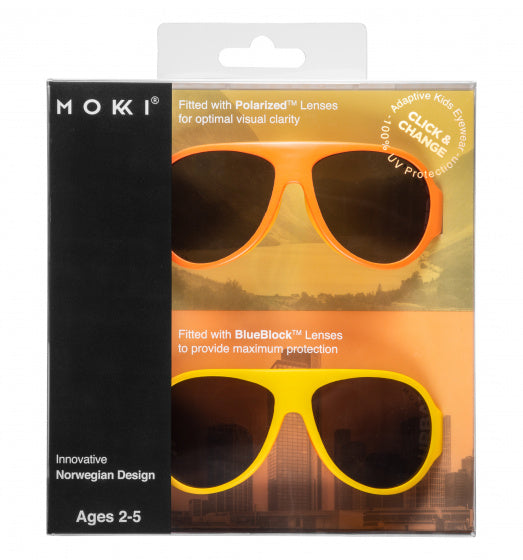 Mokki Click Change kinderzonnebril 2-5 jaar geel 2 stuks