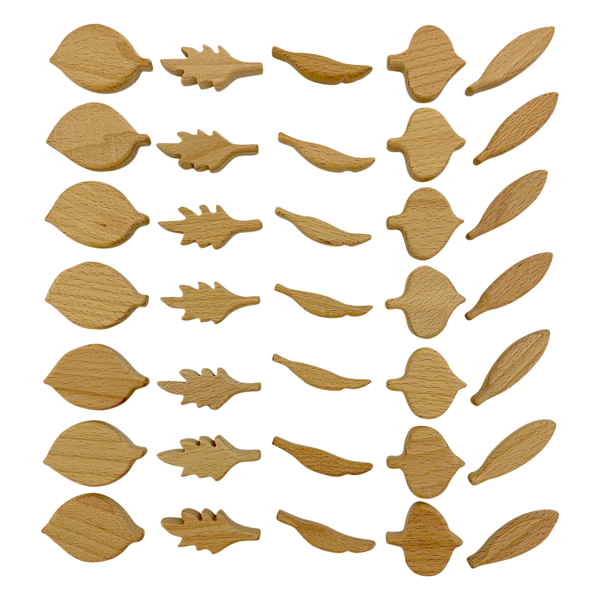 Papoose Toys Papoose Toys Mini Natural Leaf Shapes 35pc