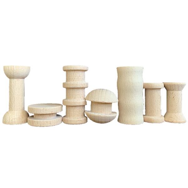 Papoose Toys Papoose Toys Mini Natural Spool Set 49pc