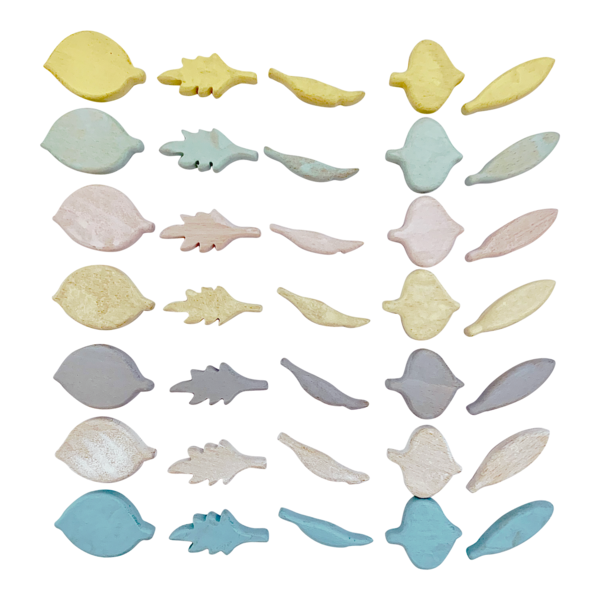 Papoose Toys Papoose Toys Mini Pastel Leaf Shapes 35pc