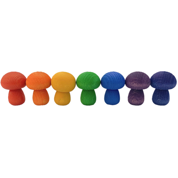 Papoose Toys Papoose Toys Mini Rainbow Mushroom 7pc