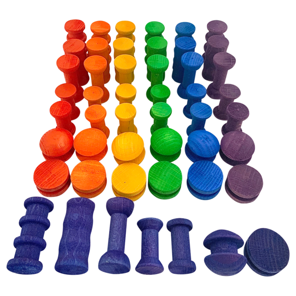 Papoose Toys Papoose Toys Mini Rainbow Spools 49pc