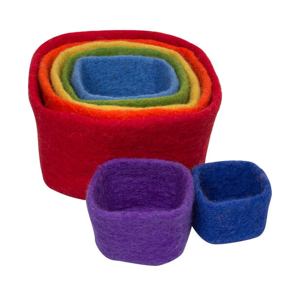 Papoose Toys Papoose Toys Stacking Cubes Rainbow 7pc