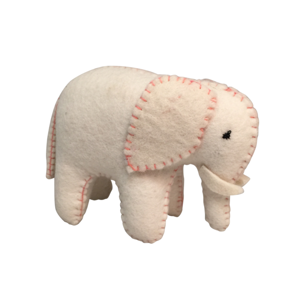 Papoose Toys Papoose Toys White Elephant Pink Stitching