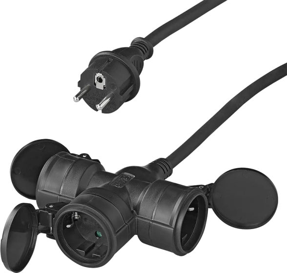 Proplus Verlengkabel Schuko 3-voudig 10 meter 3x1,5mm² zwart