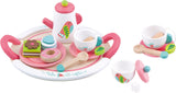 Tooky toy Houten Theeservies Wit Roze 19-delig