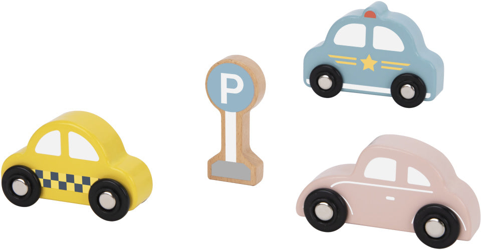 Tooky toy Houten Voertuigenen Verkeersbordenset 12-delig